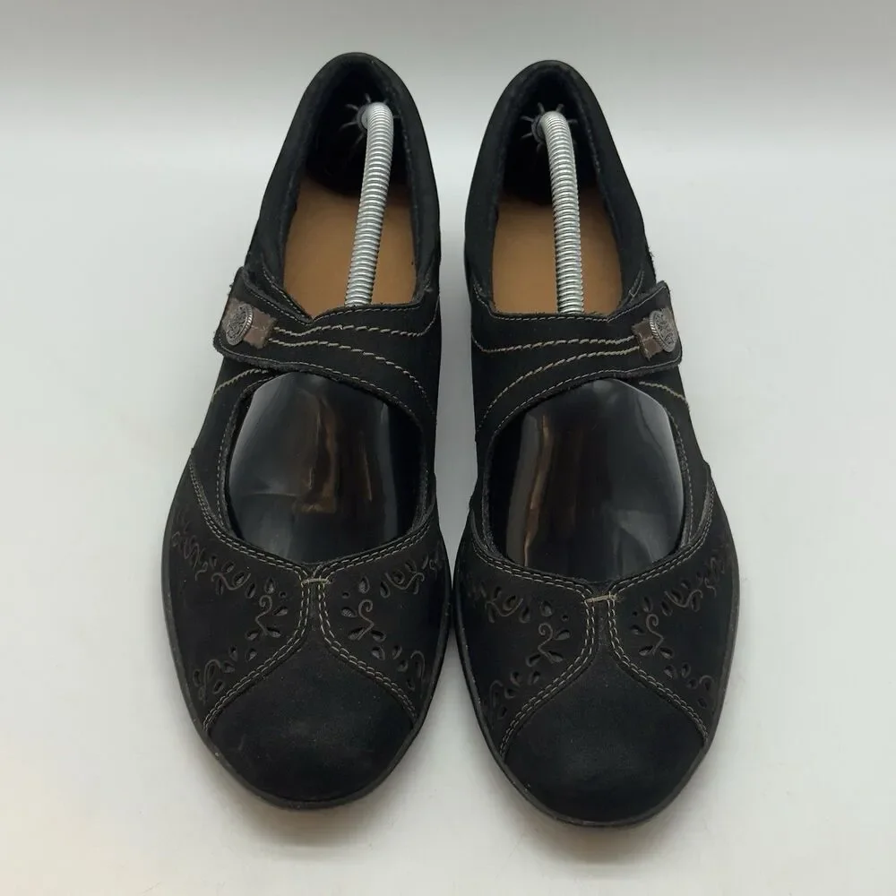 Cobb Hill by Rockport Black Leather Mary Jane Women's 8.5 Hook & Loop Strap Shoe